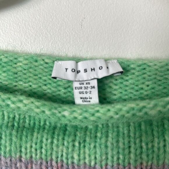 Nordstrom TopShop Cropped Oversized Striped Sweater 0-2 - Picture 8 of 8